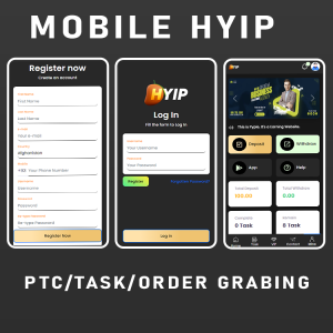 Mobile Hyip PTC/TASK Based Website Script - MBHS-03